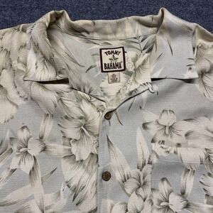 Tommy Bahama Silk Hawaiian Shirt Mens XL Short Sleeve Floral Palms Pattern